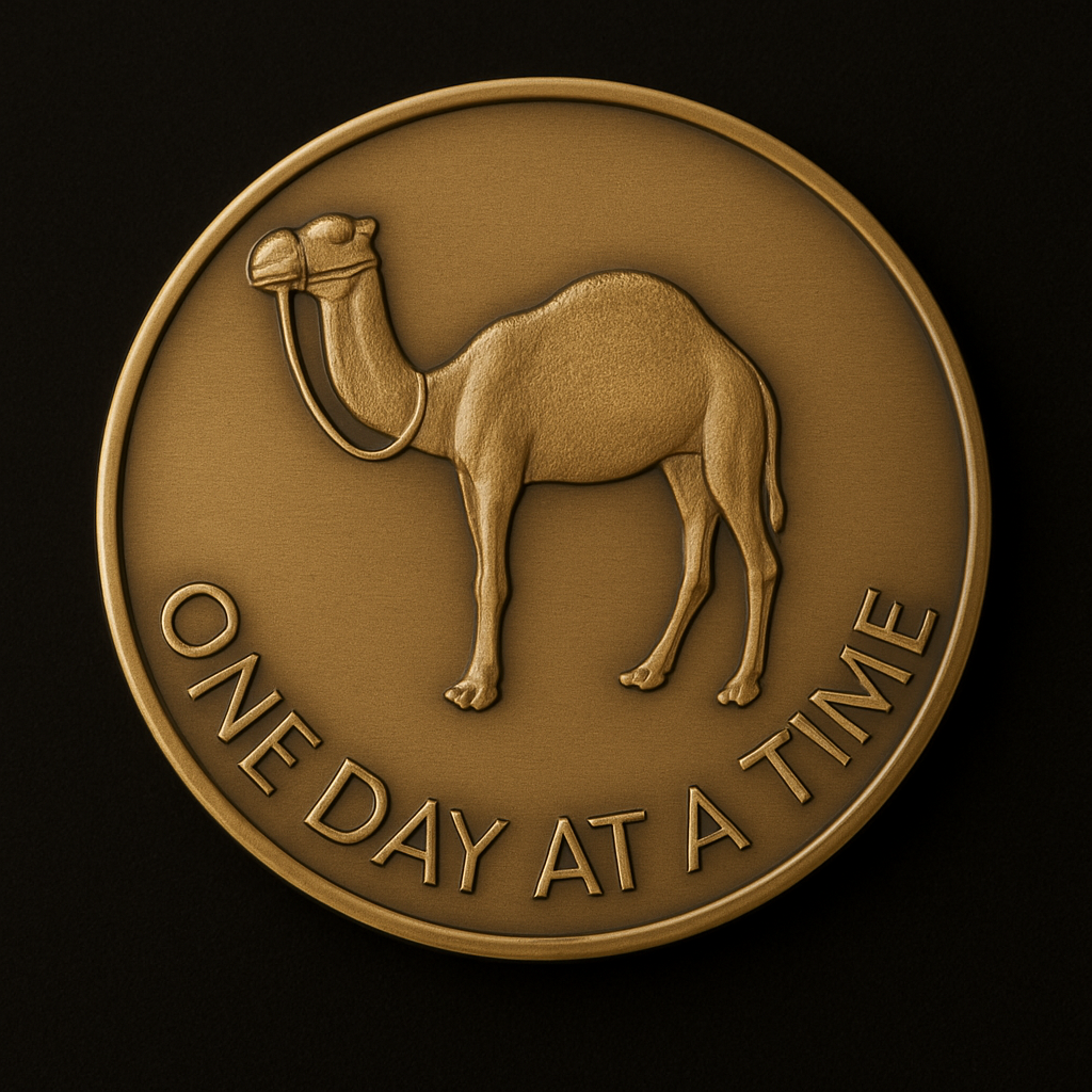 One Day At a Time Camel with Serenity Prayer