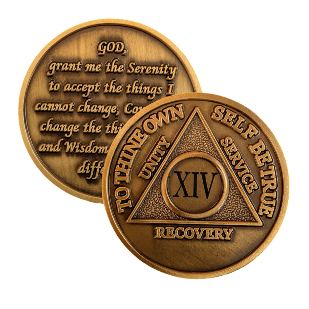 Personalized Bronze AA Sobriety Medallion | Custom Name & Sobriety Date Available