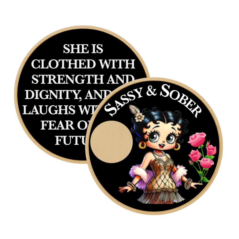 Betty Boop Style AA Sobriety Coin – Celebrate Every Milestone