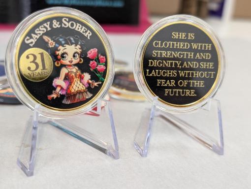Betty Boop Style AA Sobriety Coin – Celebrate Every Milestone