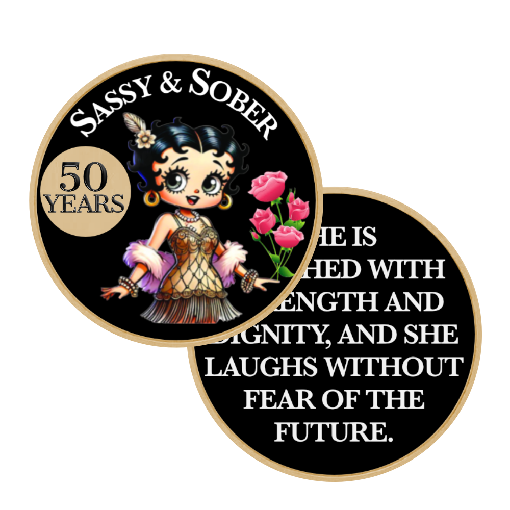 Betty Boop Style AA Sobriety Coin – Celebrate Every Milestone