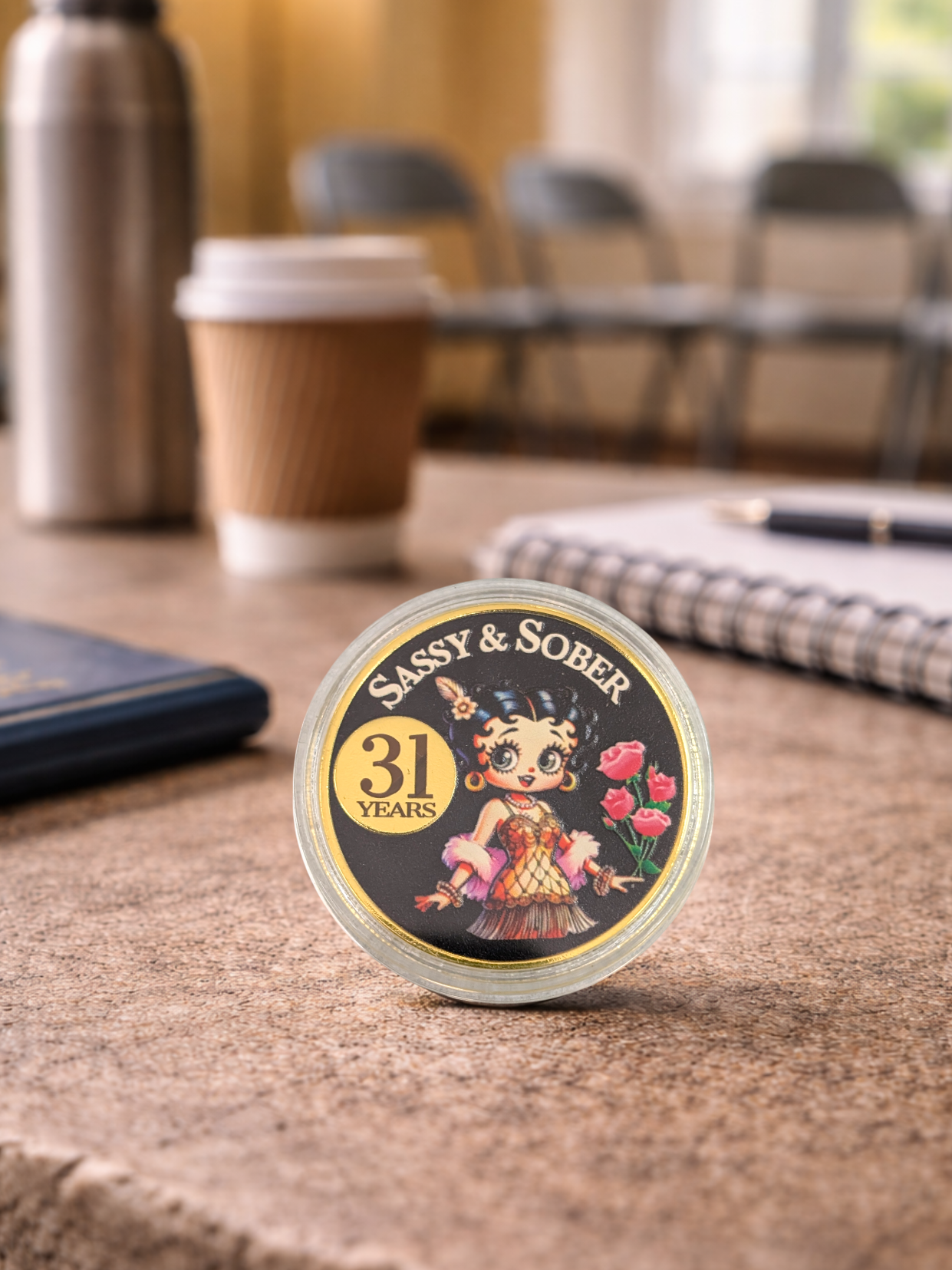 Betty Boop Style AA Sobriety Coin – Celebrate Every Milestone