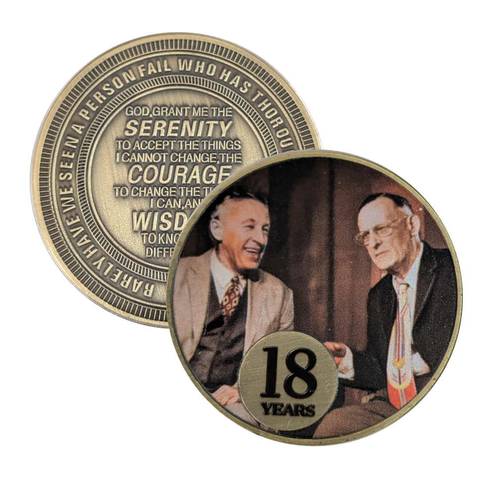 Bill W. & Dr. Bob Anniversary Coin – Add Your Year AA Recovery Medallion