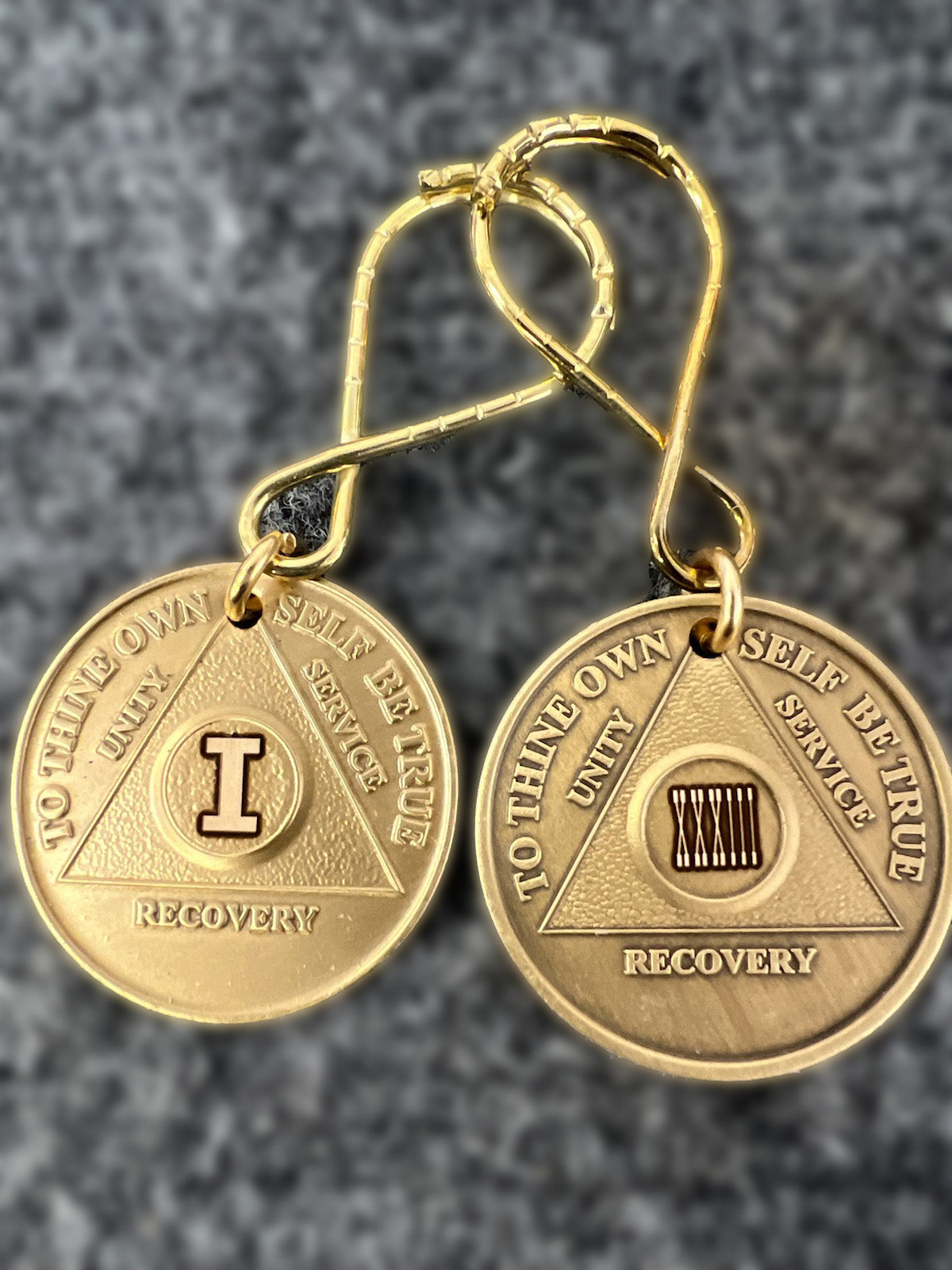 Yearly AA Sobriety Coin Keychain 24hr-75yrs