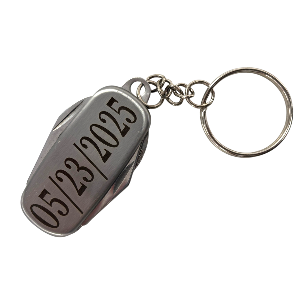 Personalized Engraved Stainless Steel Keychain with Name and Date