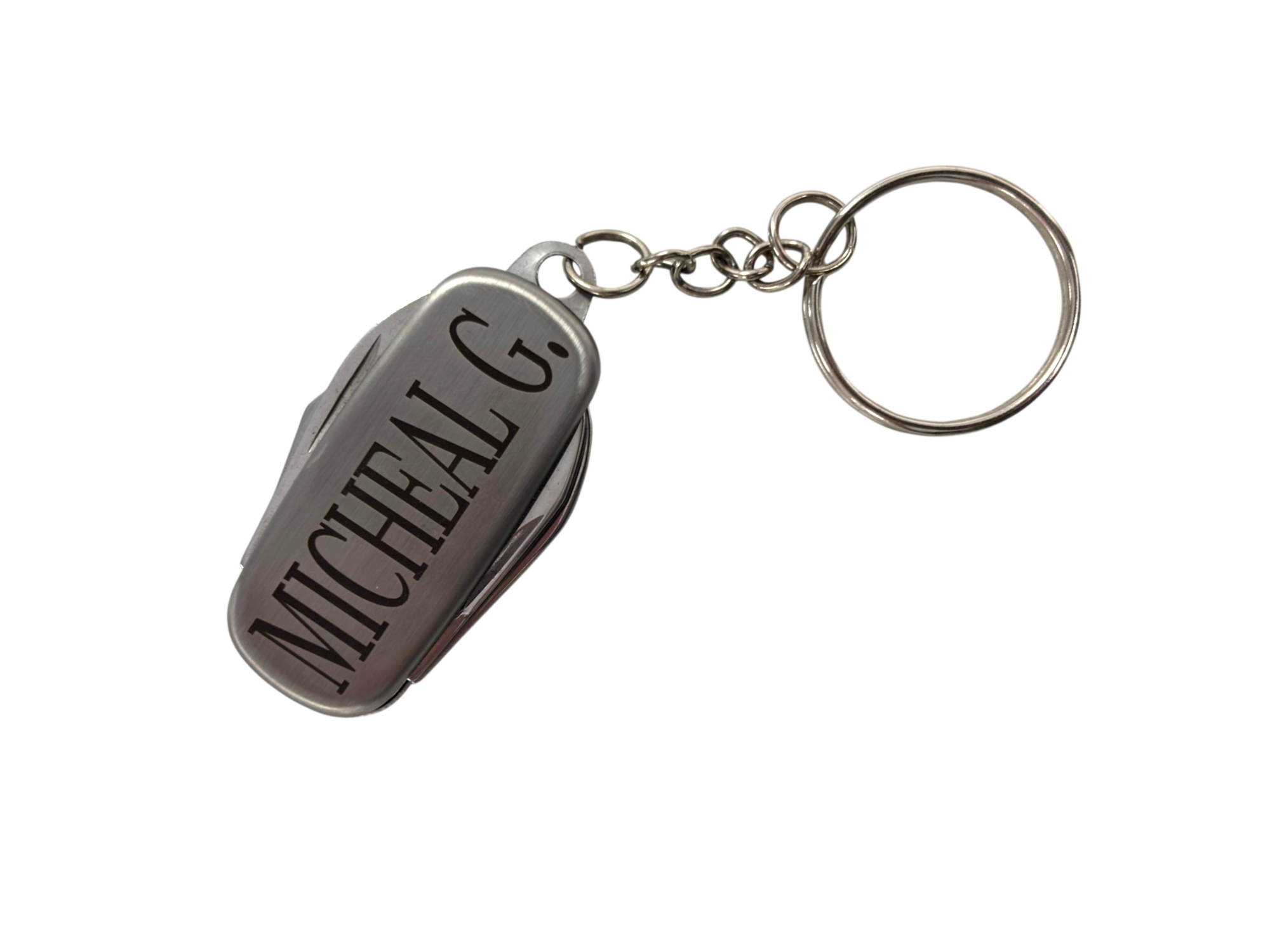 Personalized Engraved Stainless Steel Keychain with Name and Date