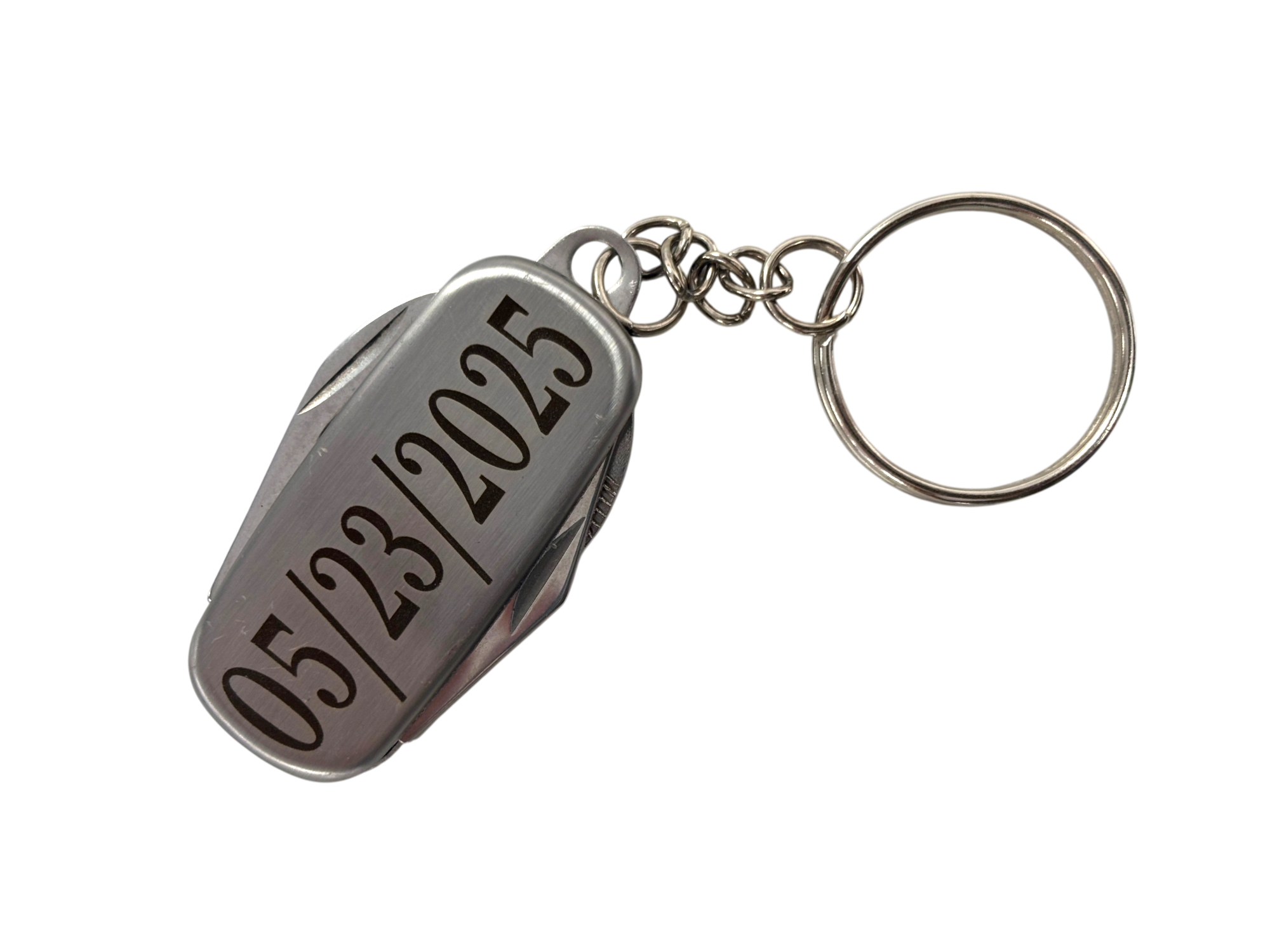 Personalized Engraved Stainless Steel Keychain with Name and Date