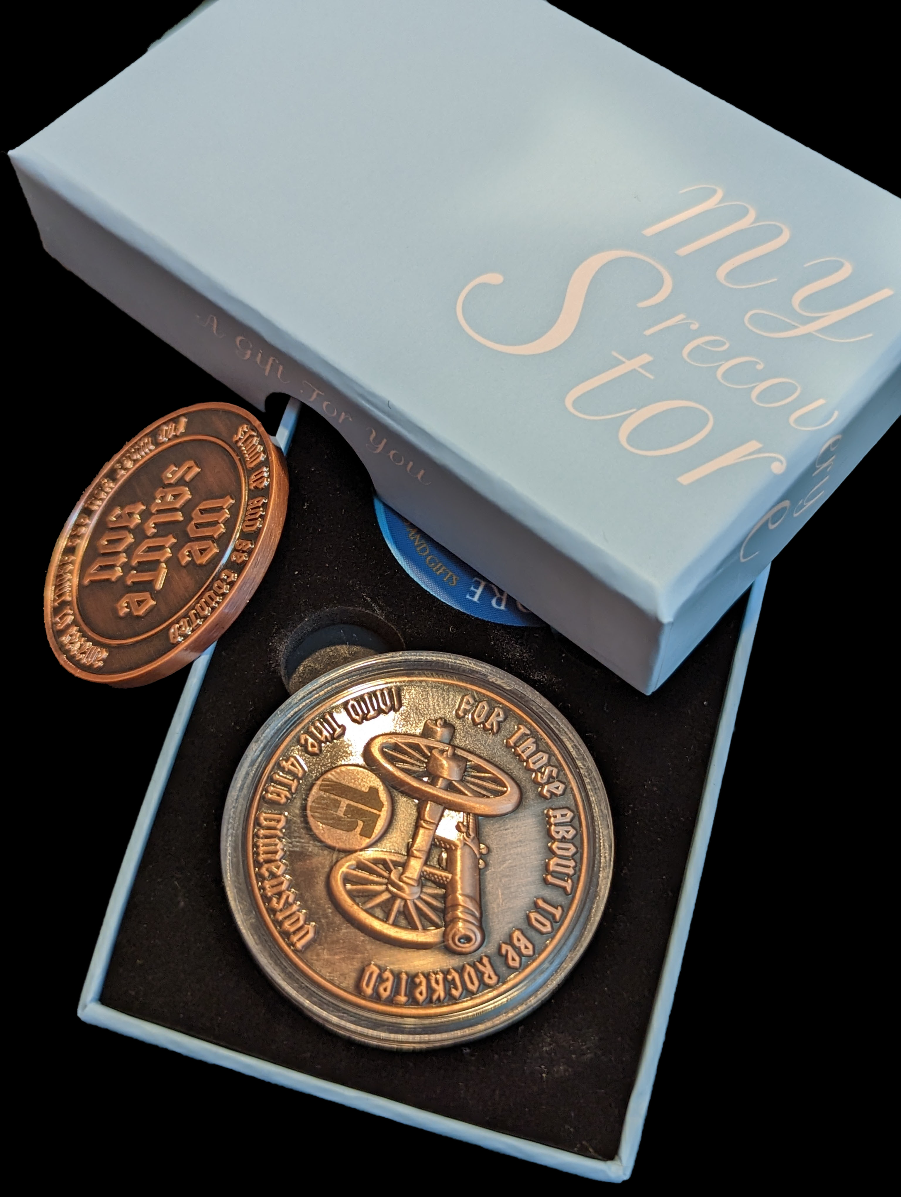 For Those About to be Rocketed We Salute You AA Coin 24hr-11Months Sobriety Chip Includes Gift Box