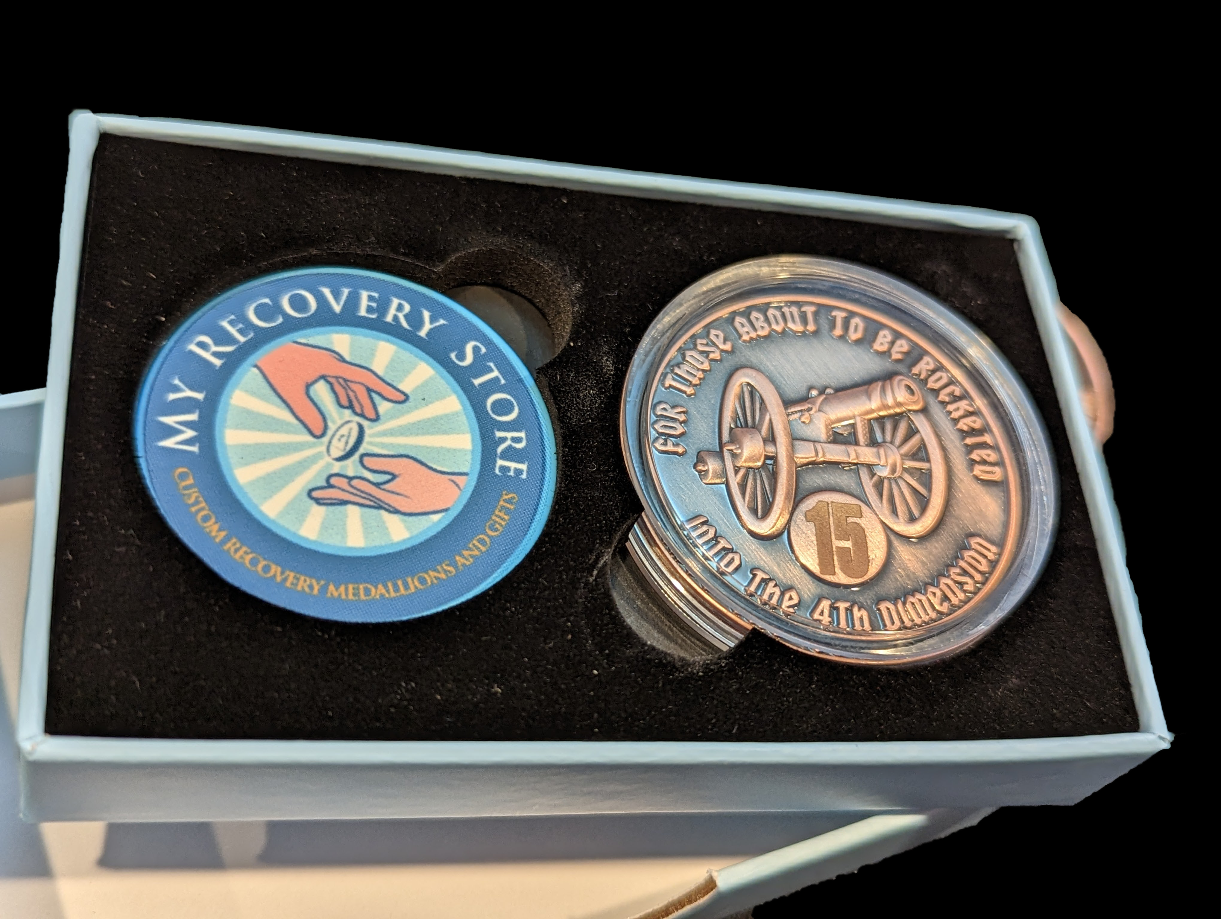 For Those About to be Rocketed We Salute You AA Coin 24hr-11Months Sobriety Chip Includes Gift Box