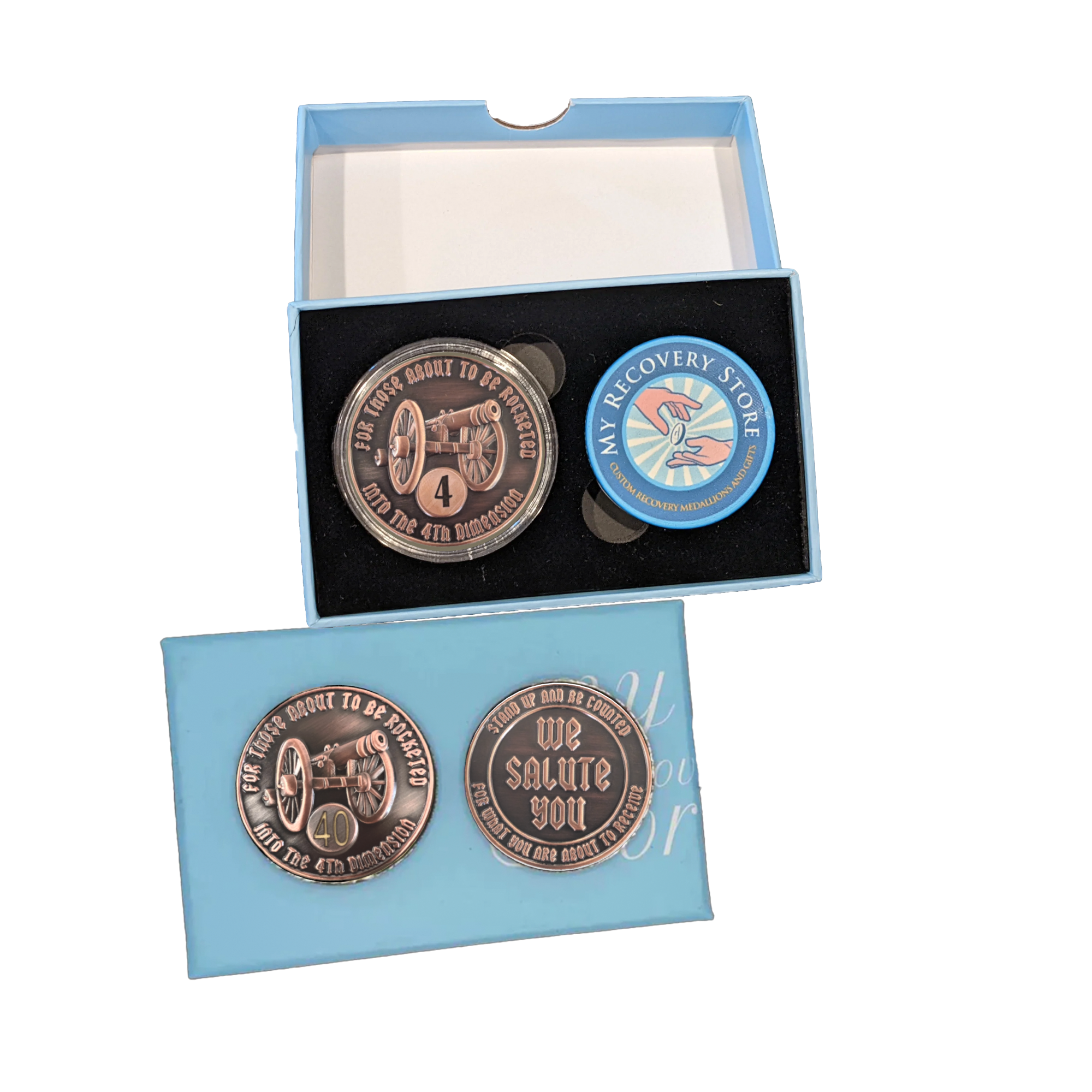 For Those About to be Rocketed We Salute You AA Coin 24hr-60yrs Sobriety Chip Includes Gift Box