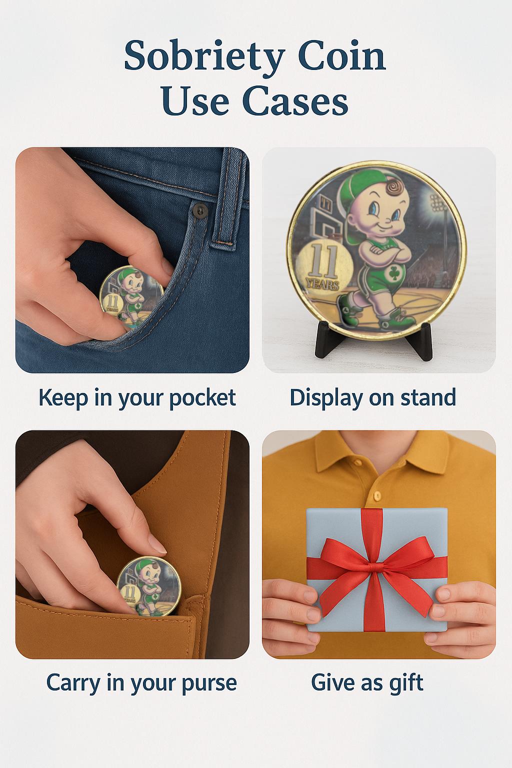 Kewpie Celtics Medallion with Serenity Prayer – Add Your Year