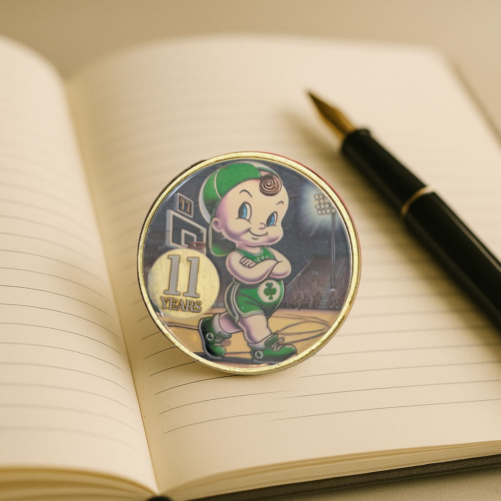 Kewpie Celtics Medallion with Serenity Prayer – Add Your Year