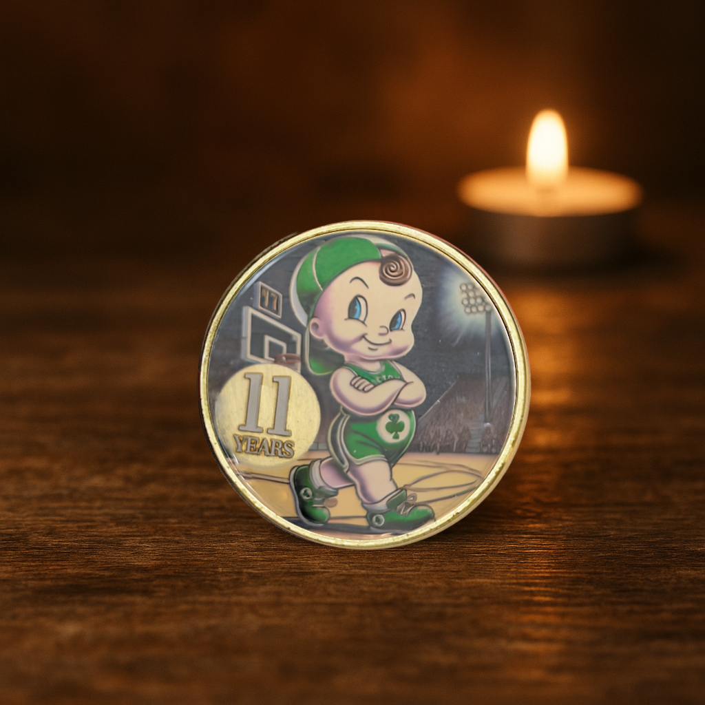 Kewpie Celtics Medallion with Serenity Prayer – Add Your Year