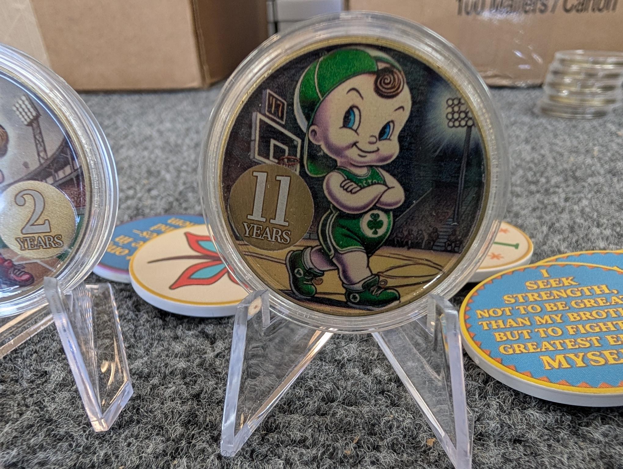 Kewpie Celtics Medallion with Serenity Prayer – Add Your Year