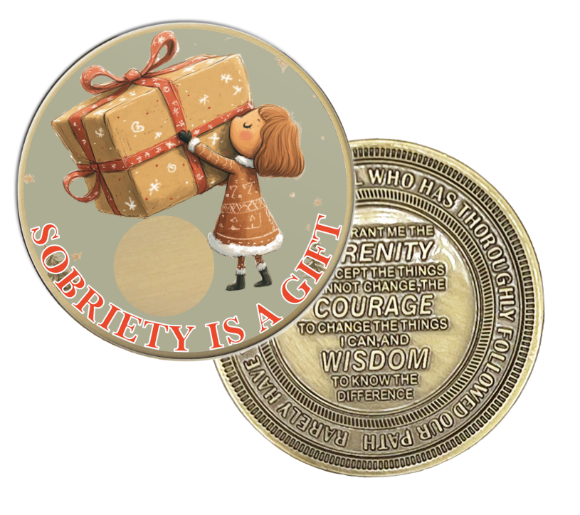 Sobriety Is a Gift Christmas Chip - Add Your Year