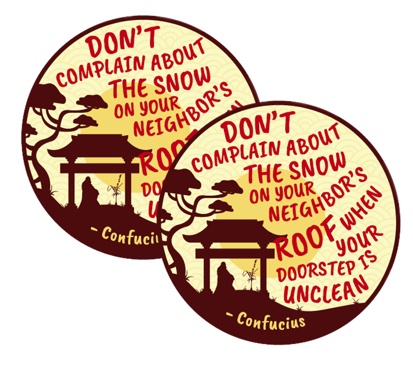 Confucius Quote Poker Chip "Snow on Roof"