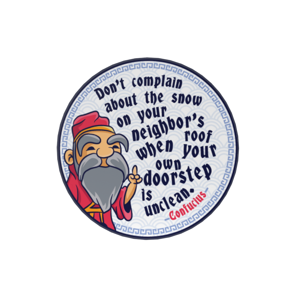 Confucius Quote Poker Chip "Snow on Roof"