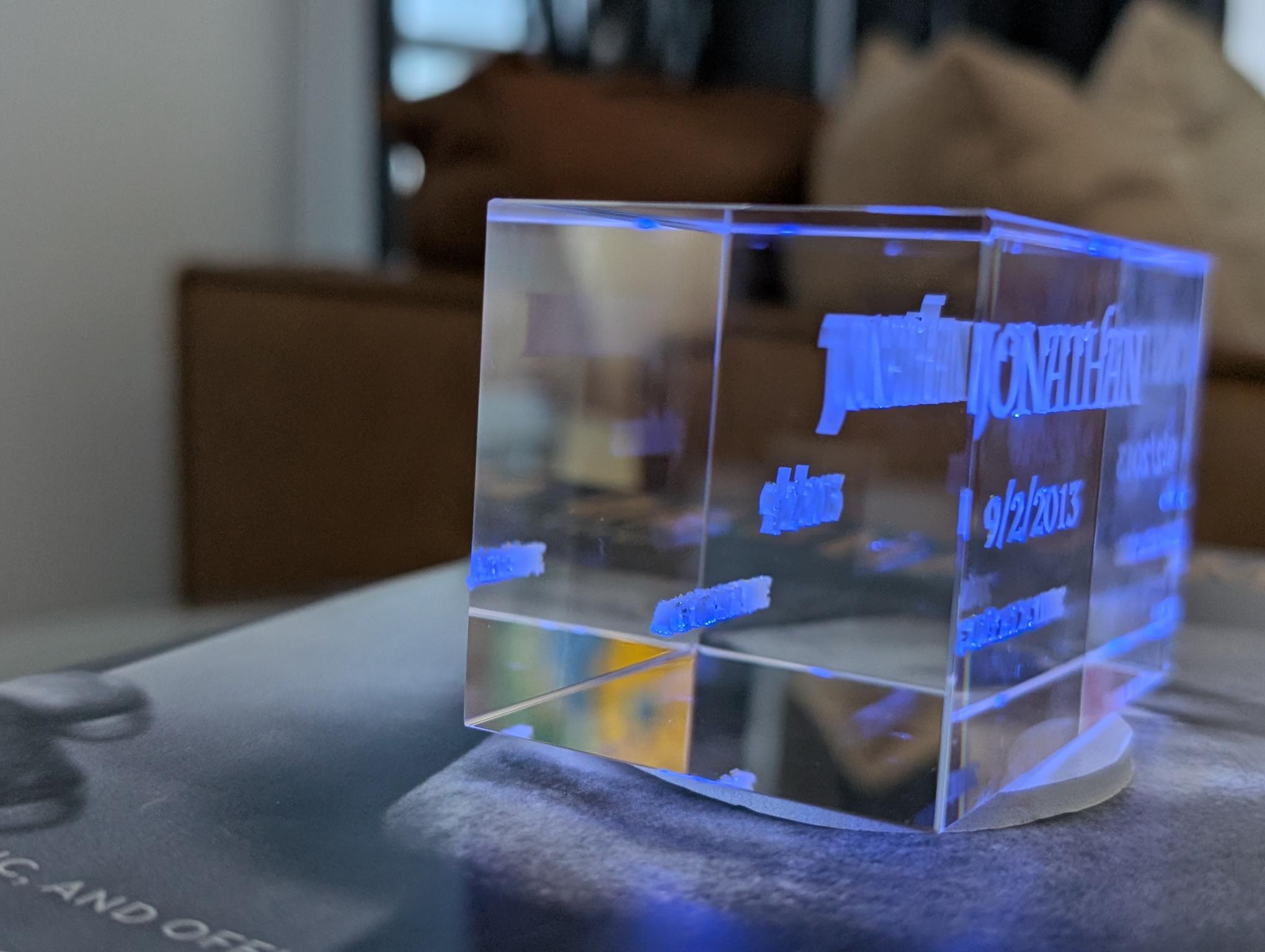 Custom Engraved Crystal Sobriety Gift w/ LED Base – Name & Date Personalized