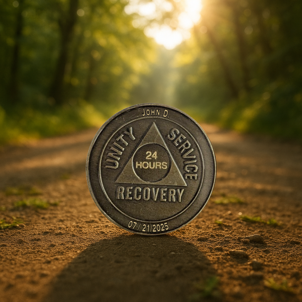 Custom AA Sobriety Coin – Bronze Medallion (24 Hours to 50 Years) with Optional Engraving