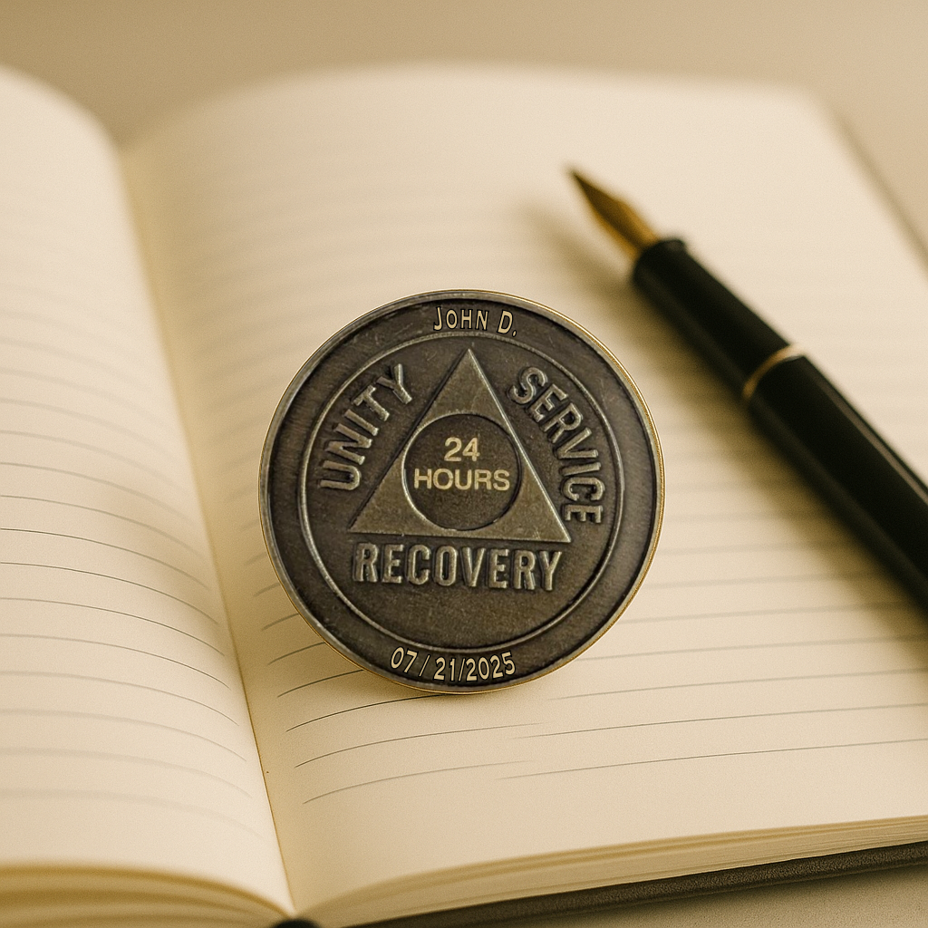 Custom AA Sobriety Coin – Bronze Medallion (24 Hours to 50 Years) with Optional Engraving