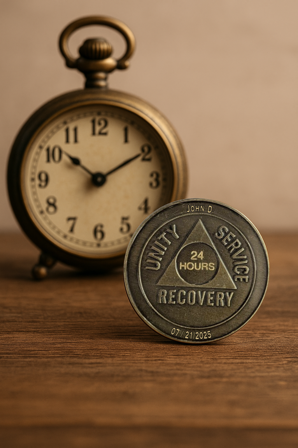 Custom AA Sobriety Coin – Bronze Medallion (24 Hours to 50 Years) with Optional Engraving