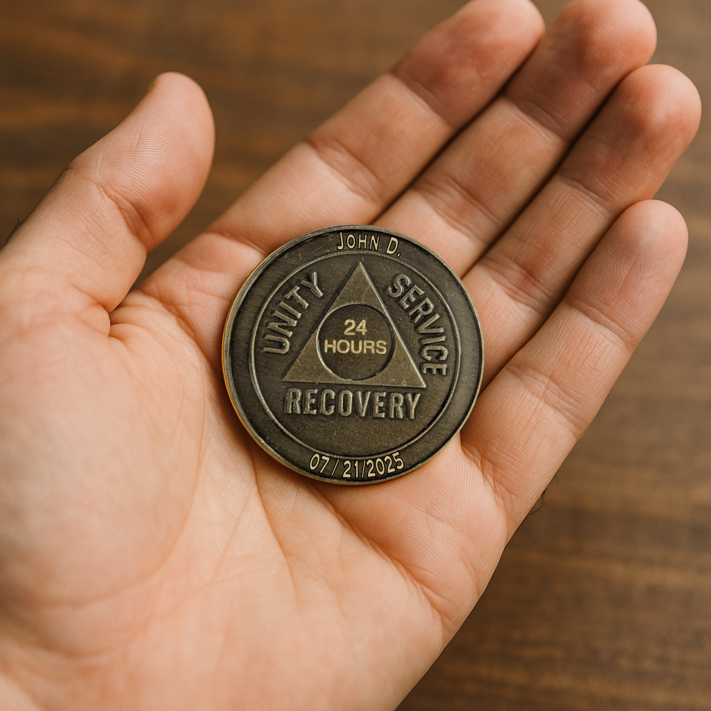 Custom AA Sobriety Coin – Bronze Medallion (24 Hours to 50 Years) with Optional Engraving