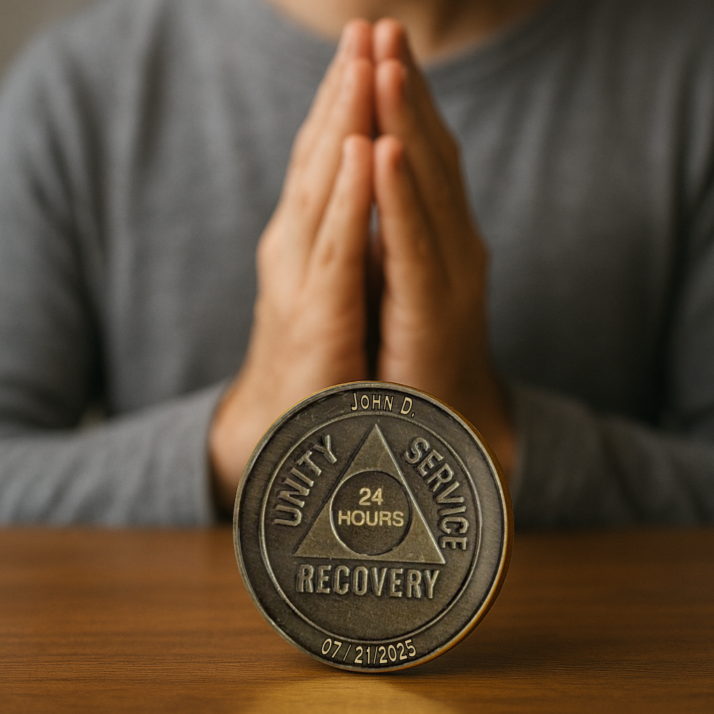 Custom AA Sobriety Coin – Bronze Medallion (24 Hours to 50 Years) with Optional Engraving