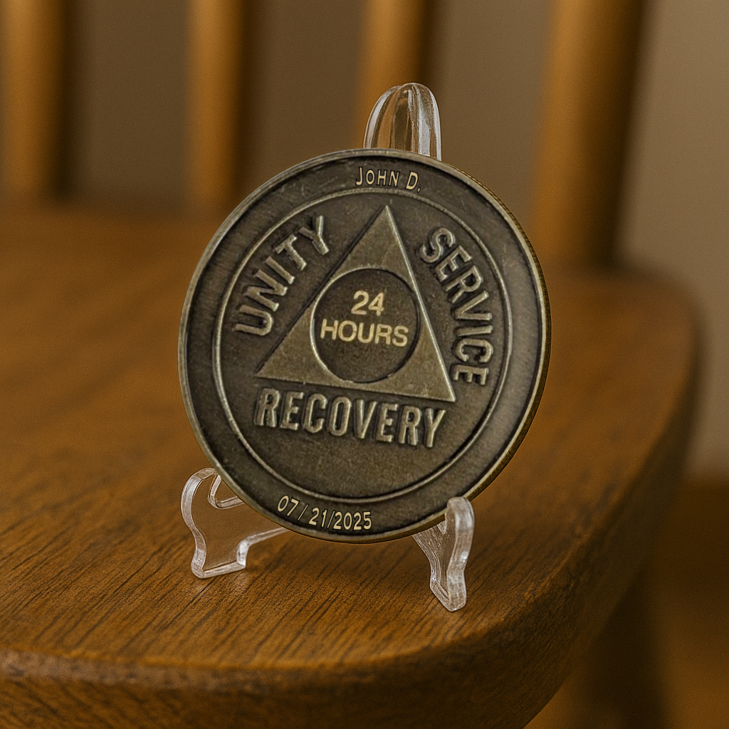 Custom AA Sobriety Coin – Bronze Medallion (24 Hours to 50 Years) with Optional Engraving