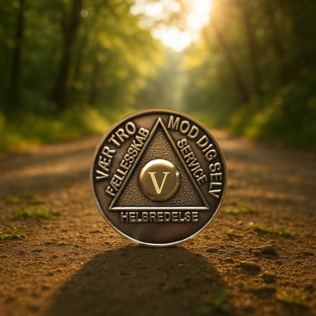 Danish Sobriety Coin | 1-60 Years Engraved in Traditional Numbers | AA Recovery Medallion