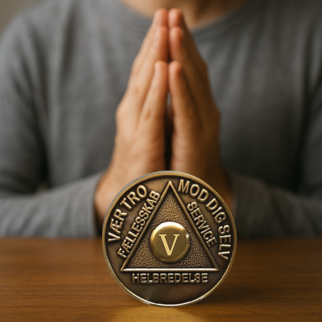 Danish Sobriety Coin | 1-60 Years Engraved in Traditional Numbers | AA Recovery Medallion