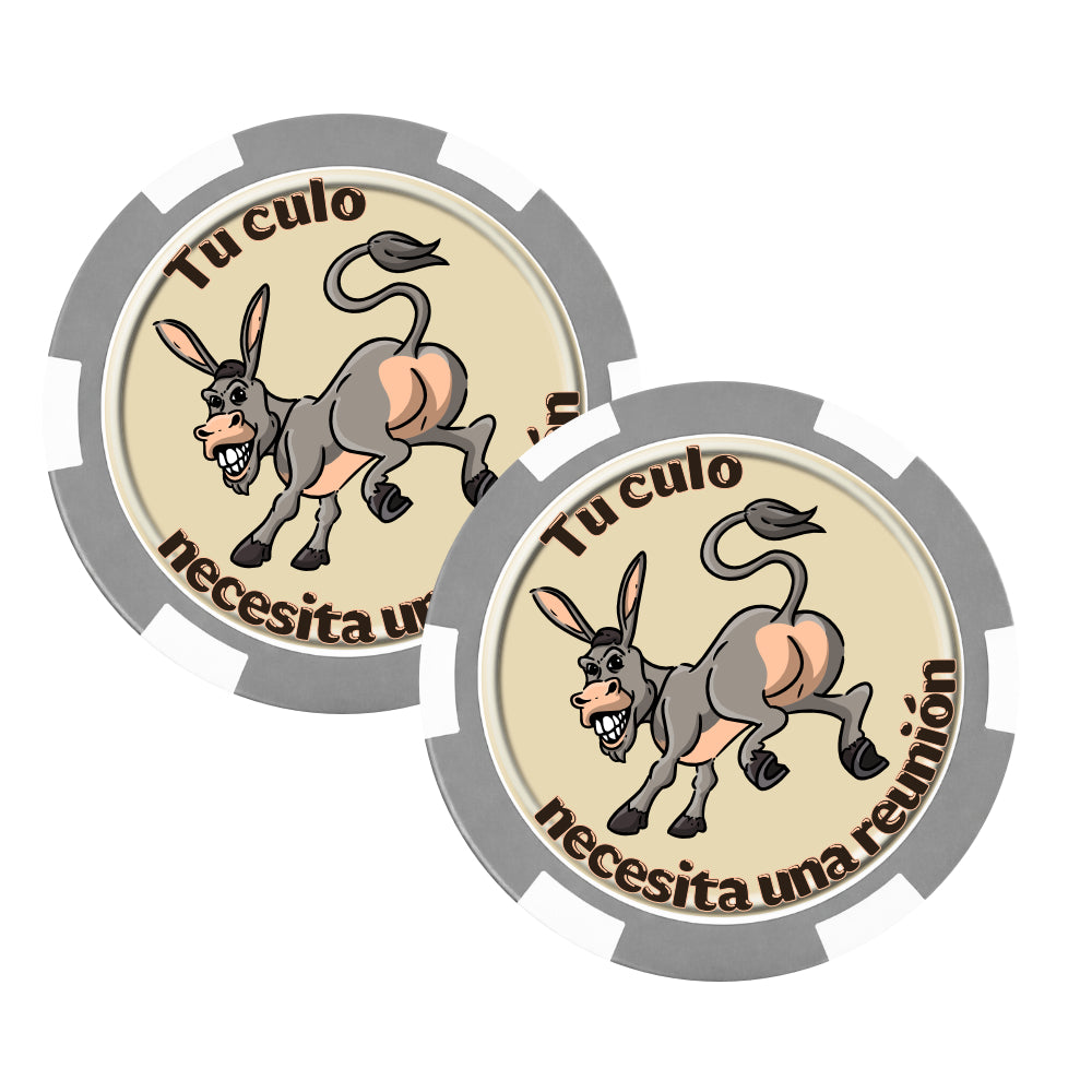 Spanish AA Poker Chip – “Tu Culo Necesita una Reunión” Donkey Recovery Token