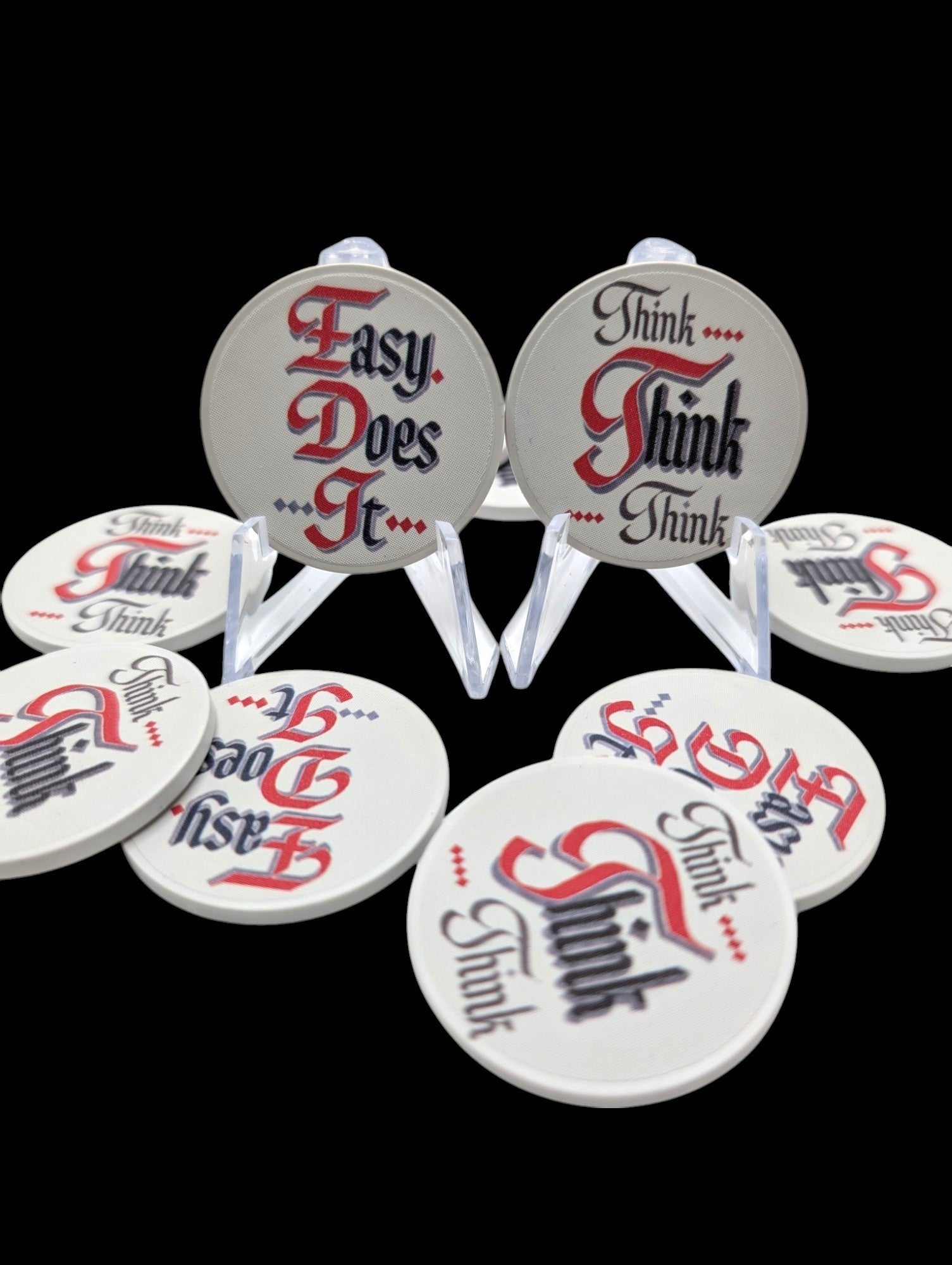 Easy Does It and Think Think Think AA Slogan Poker Chip