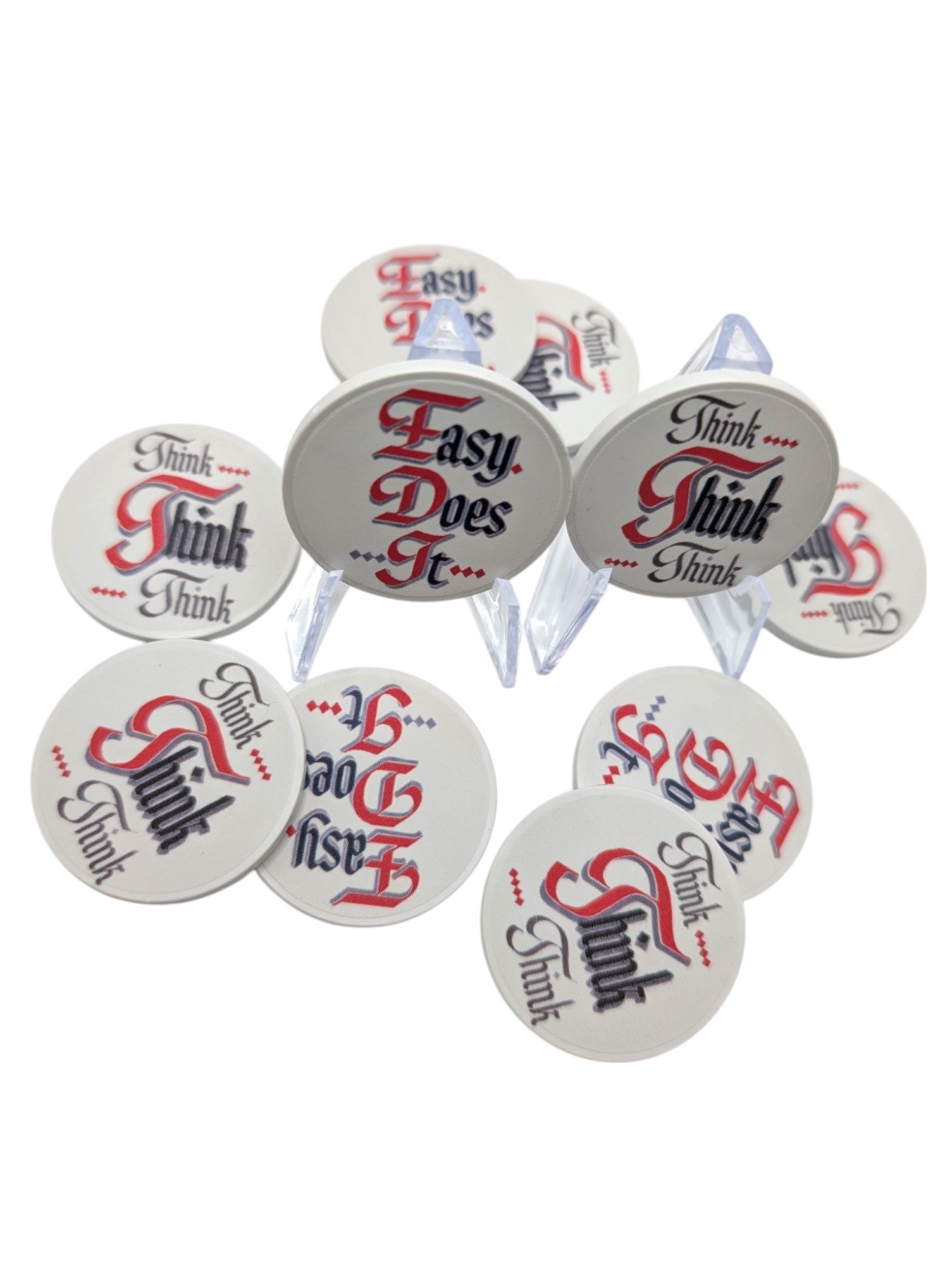 Easy Does It and Think Think Think AA Slogan Poker Chip