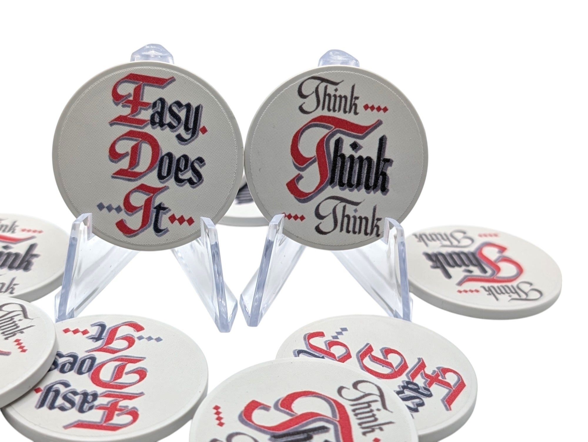 Easy Does It and Think Think Think AA Slogan Poker Chip