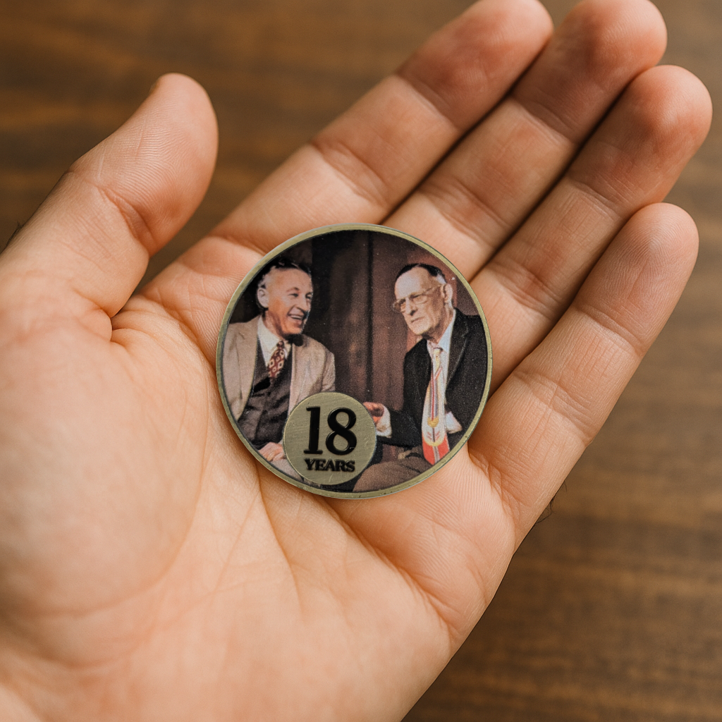 Bill W. & Dr. Bob Anniversary Coin – Add Your Year AA Recovery Medallion