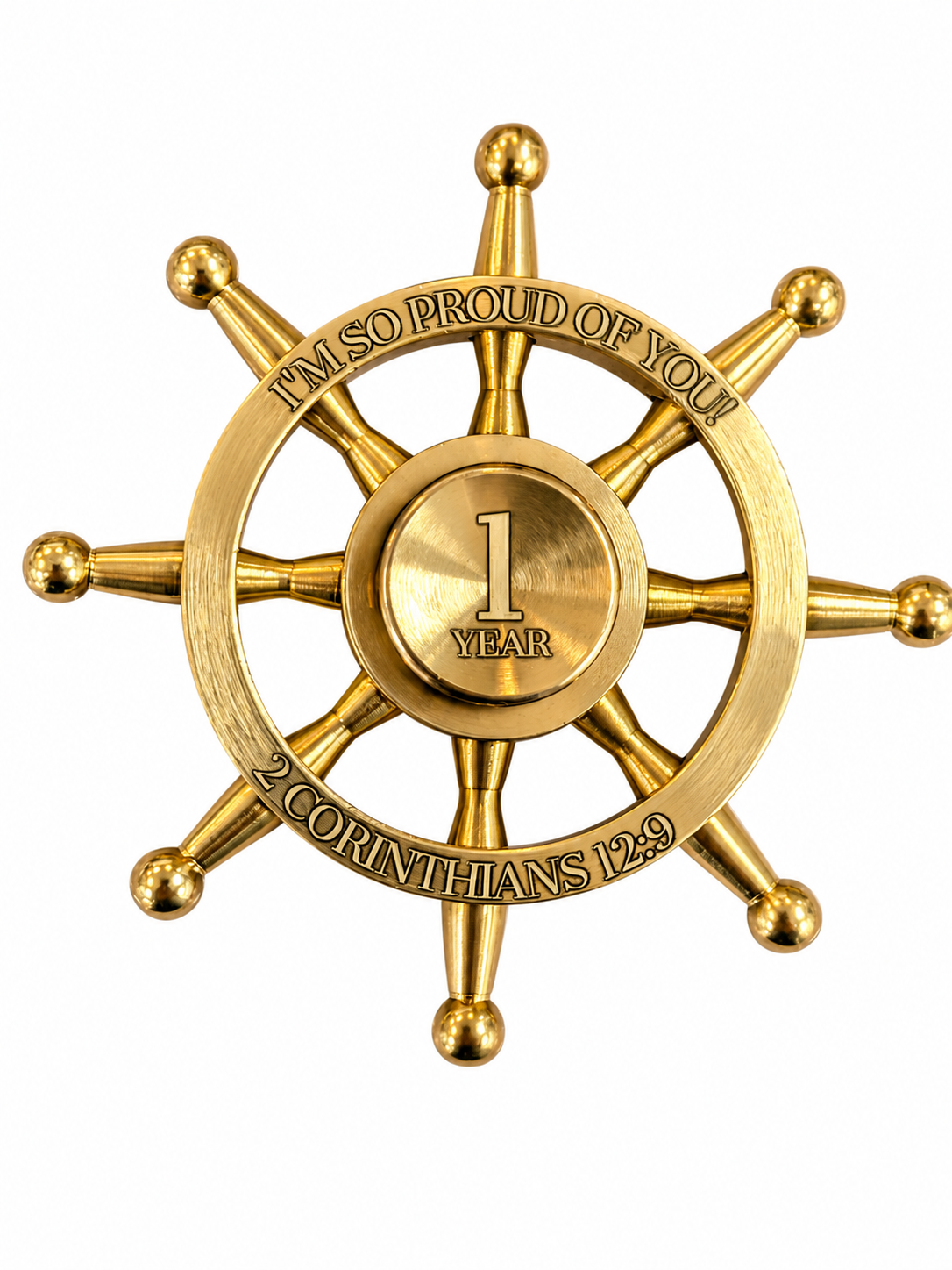 Custom AA Captain's Wheel Fidget Spinner - Unique Sobriety Anniversary Gift with Engraving