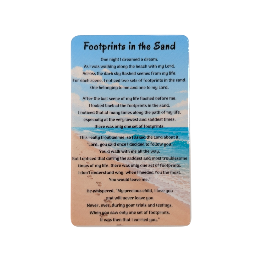 Footprints Prayer Card with Custom Engraved Message – Ceramic Recovery Gift