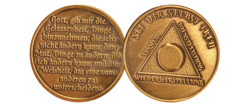 German Sobriety Coin | 1-60 Years Engraved in Traditional Numbers | AA Recovery Medallion