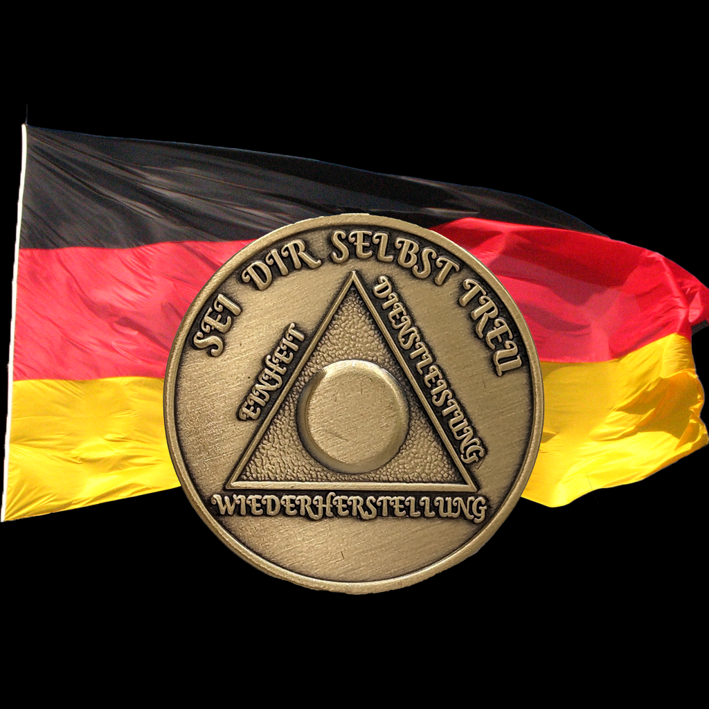 German Sobriety Coin | 1-60 Years Engraved in Traditional Numbers | AA Recovery Medallion