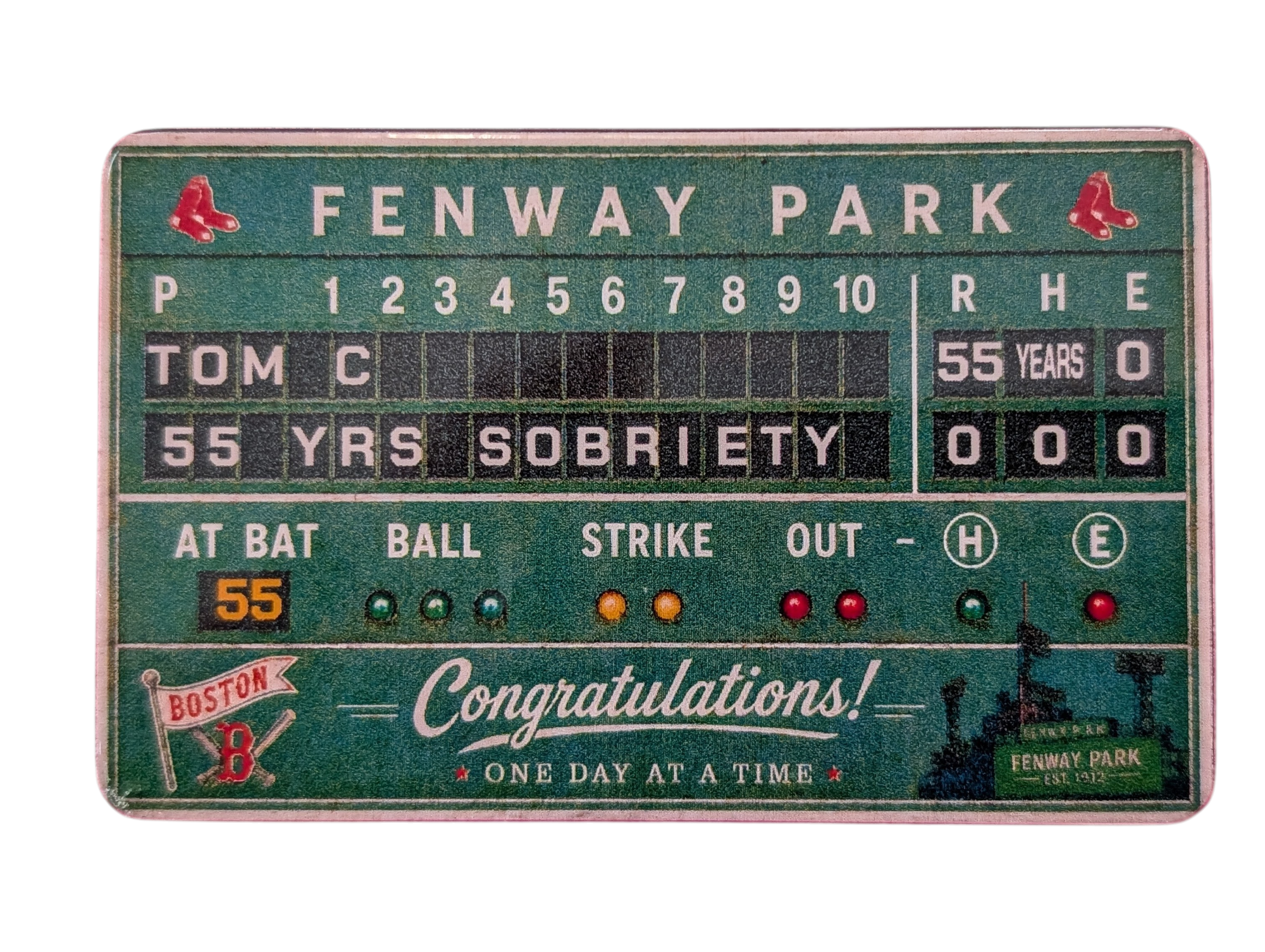 Green Monster Personalized Sobriety Card