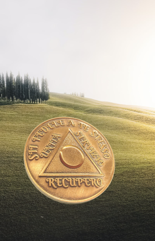 Italian Sobriety Coin | 1-60 Years Engraved in Traditional Numbers | AA Recovery Medallion