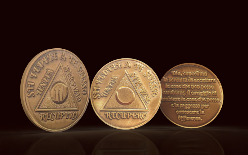 Italian Sobriety Coin | 1-60 Years Engraved in Traditional Numbers | AA Recovery Medallion