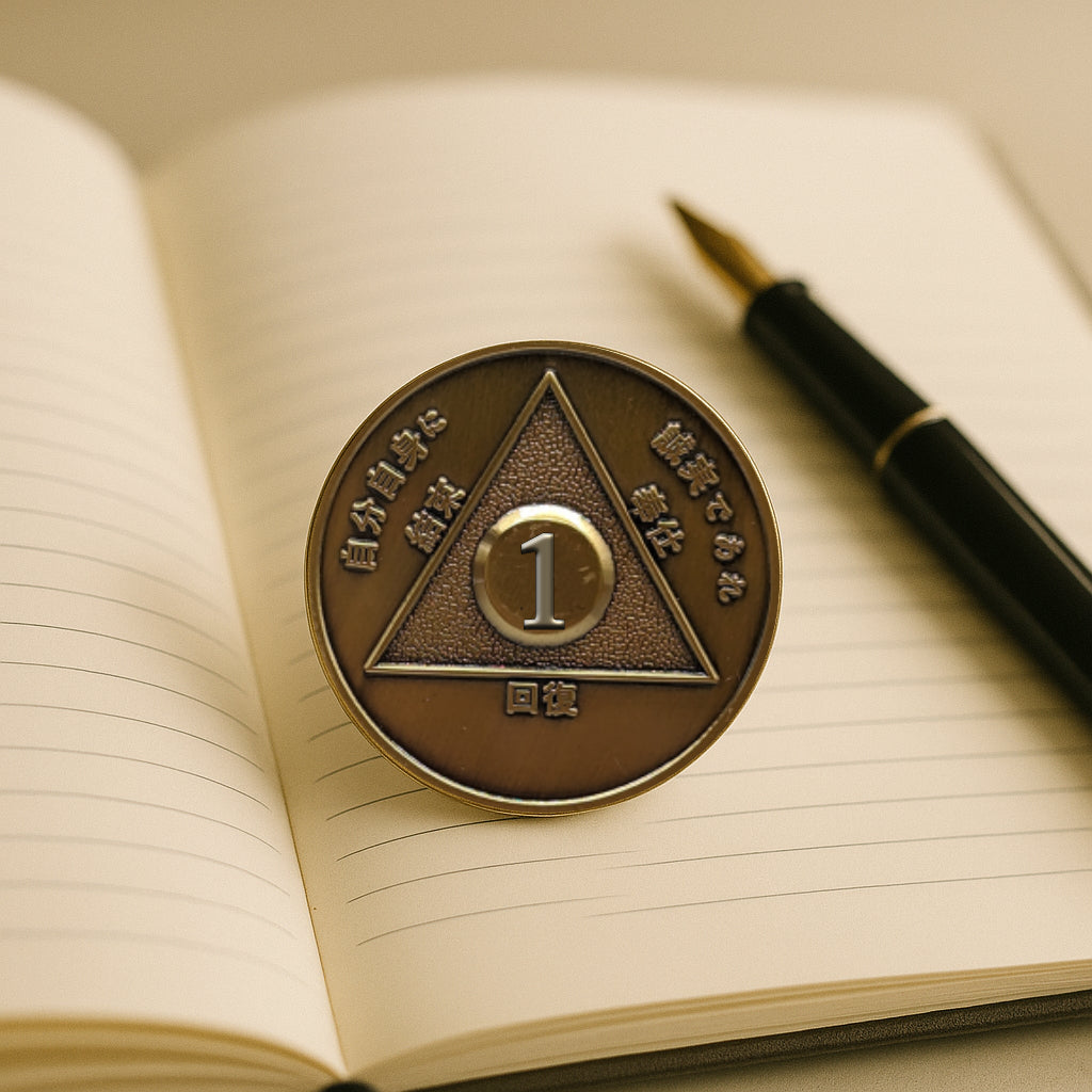 Japanese Foreign Sobriety Coin | Traditional Numbers | AA Recovery Medallion