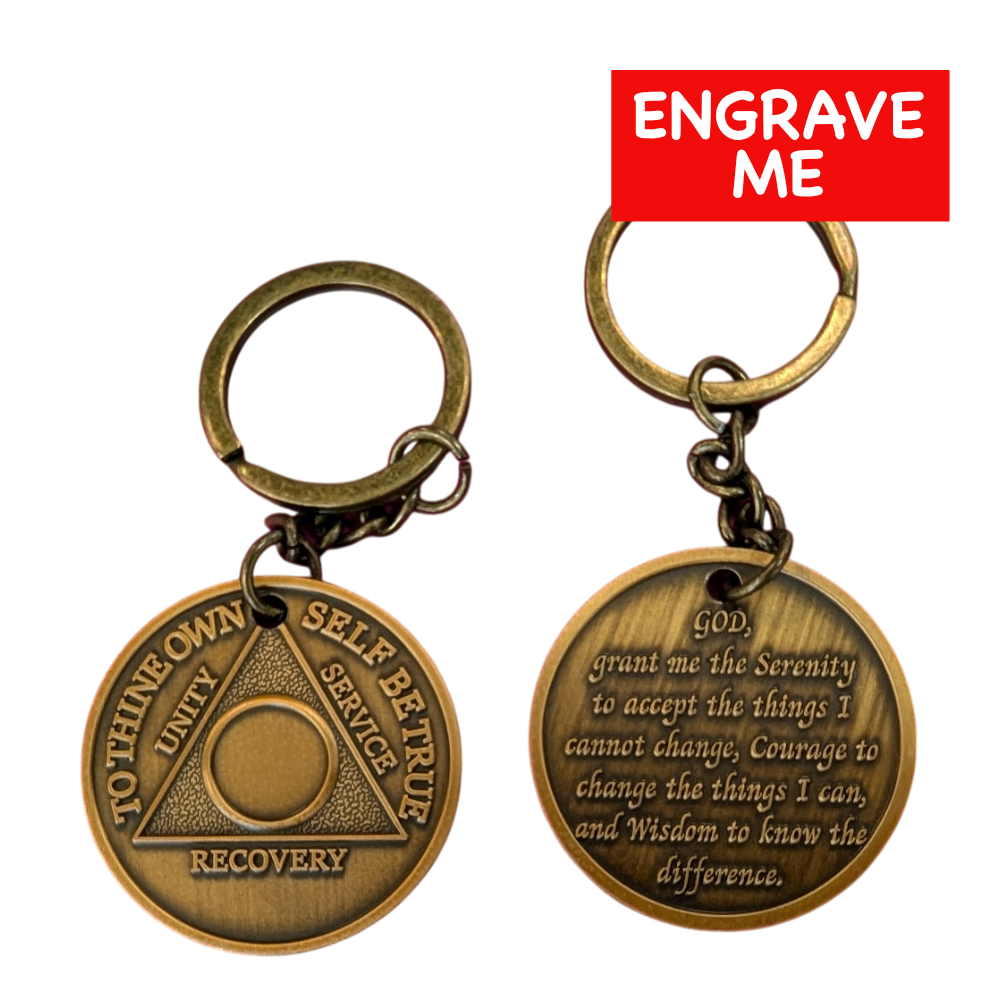 Yearly AA Sobriety Coin Keychain 1-75yrs