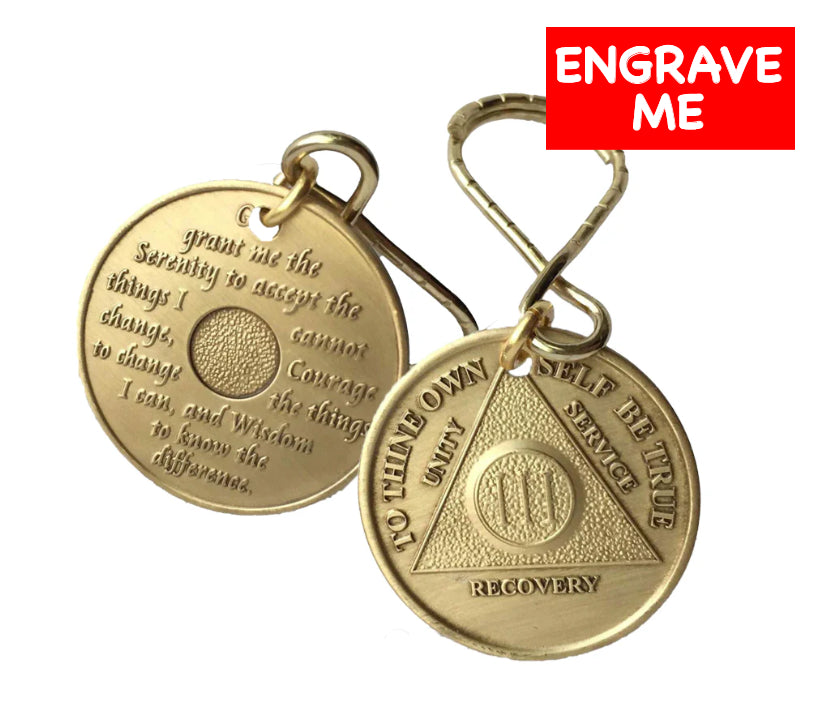 Yearly AA Sobriety Coin Keychain 24hr-11months