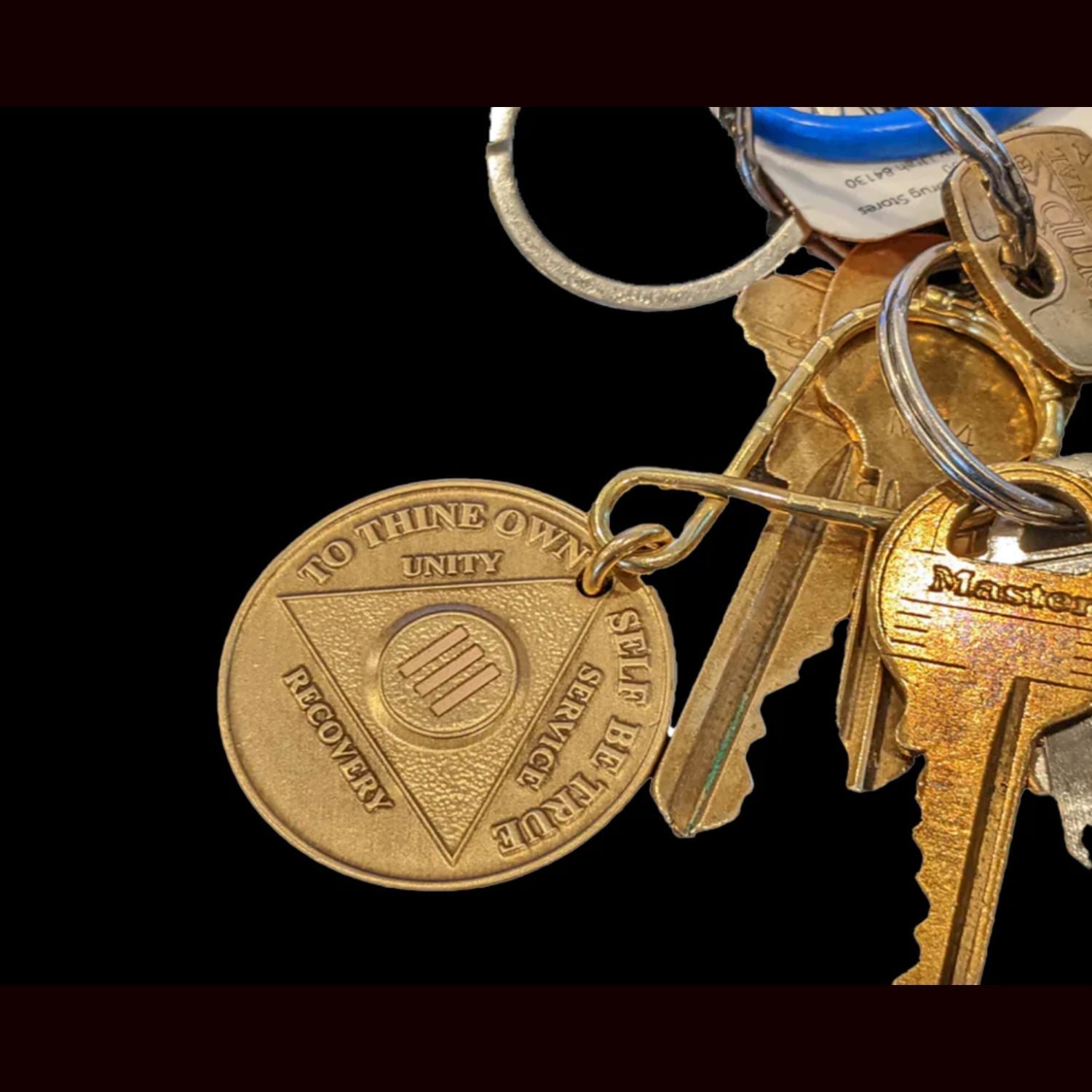 Yearly AA Sobriety Coin Keychain 24hr-11months