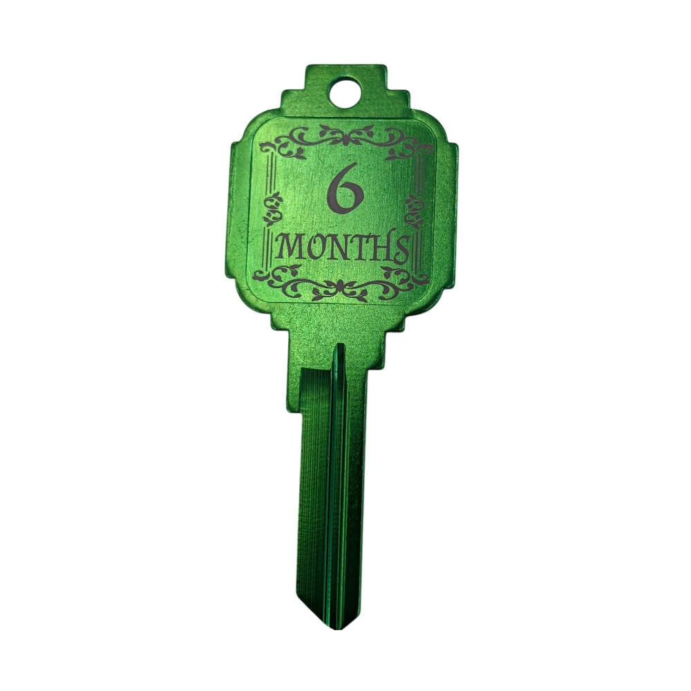 AA Recovery Keys – Monthly Sobriety Milestones (1, 2, 3, 6, 9 Months) – Custom Engraving Available