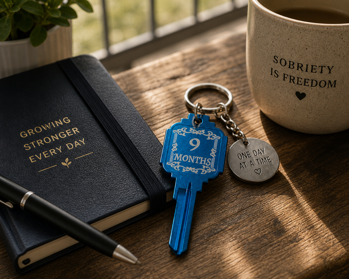 AA Recovery Keys – Monthly Sobriety Milestones (1, 2, 3, 6, 9 Months) – Custom Engraving Available