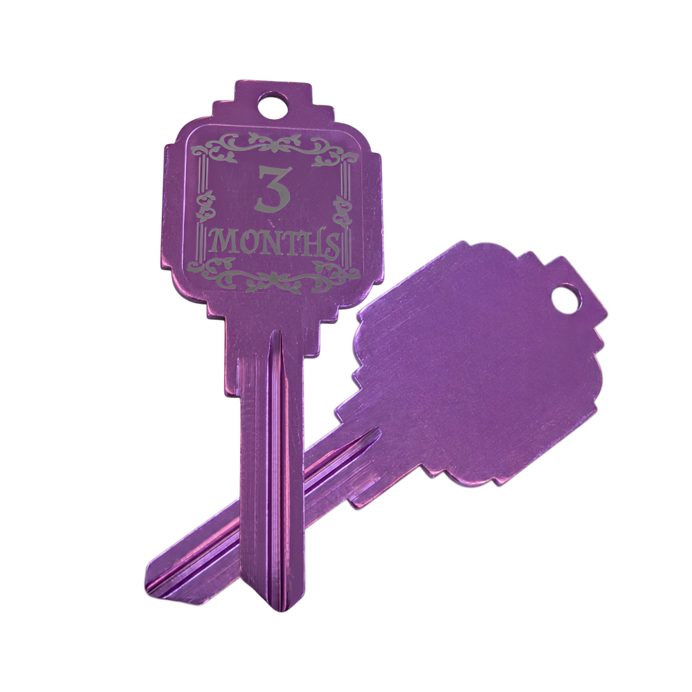 AA Recovery Keys – Monthly Sobriety Milestones (1, 2, 3, 6, 9 Months) – Custom Engraving Available