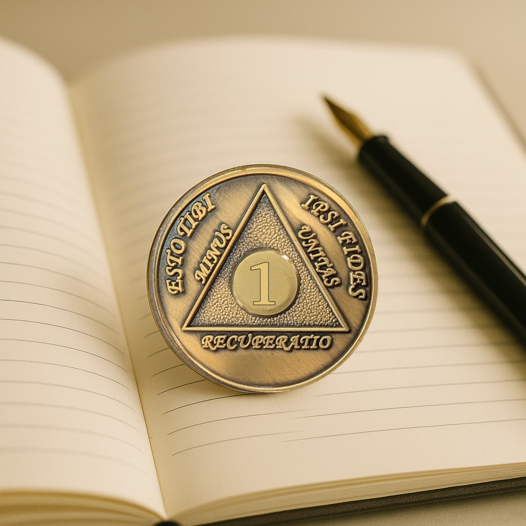 Latin Foreign Sobriety Coin | Traditional Numbers | AA Recovery Medallion